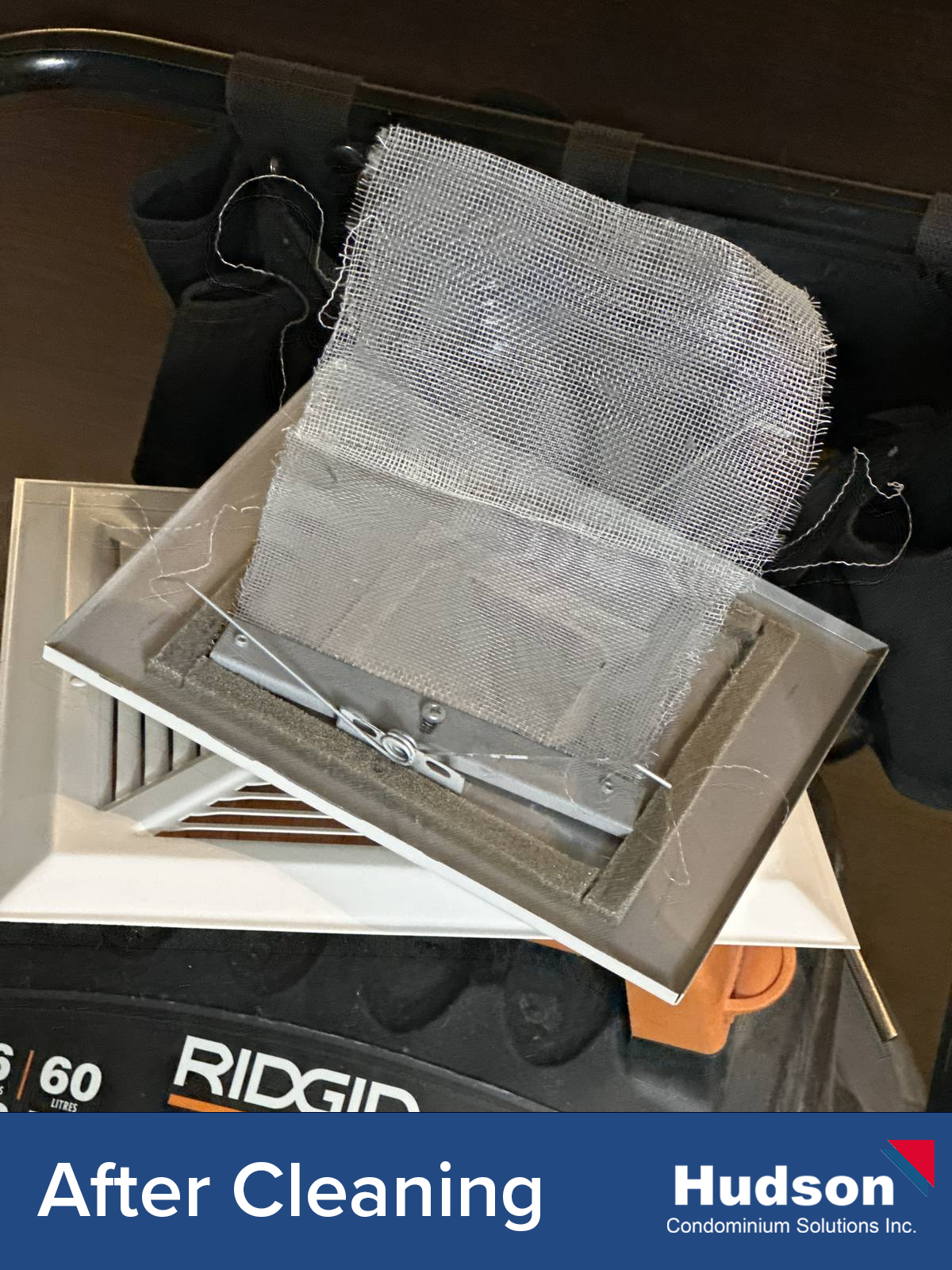 Dryer vent after cleaning showing clear duct