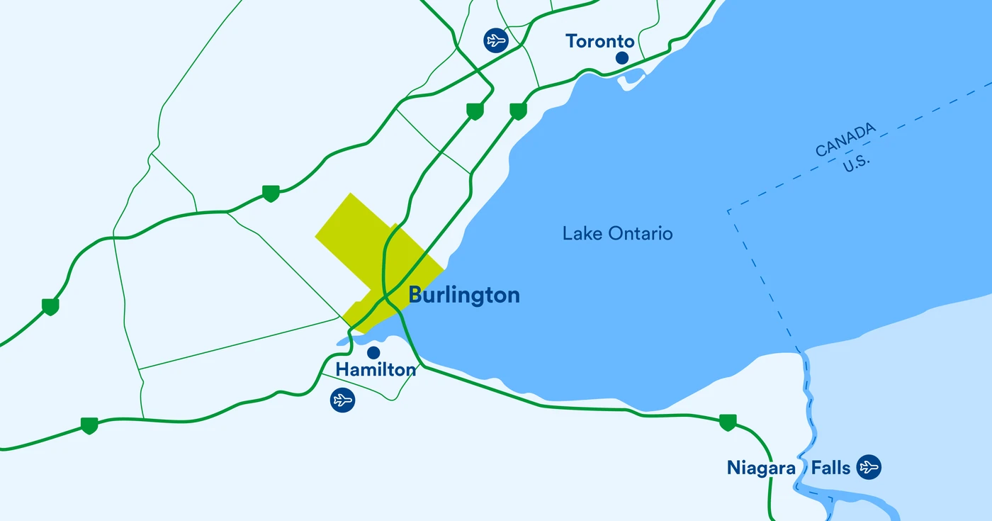 Burlington neighborhoods map - Hudson HVAC service area