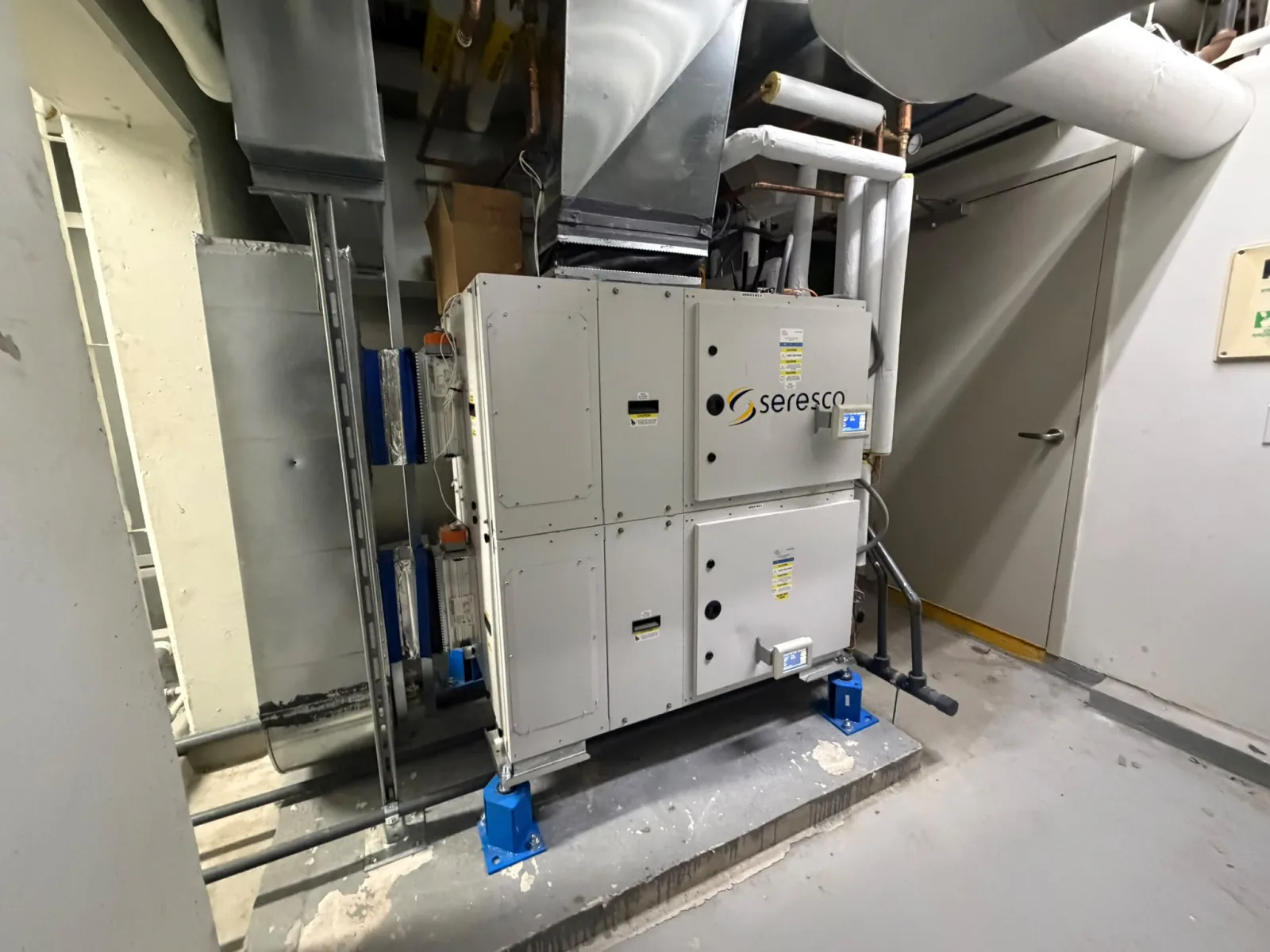 New Seresco pool dehumidifier installed in the mechanical room of a downtown Toronto landmark tower