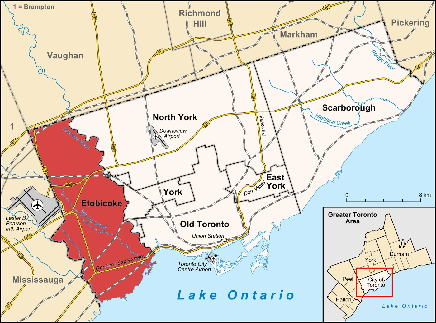 Etobicoke neighborhoods map - Hudson HVAC service area