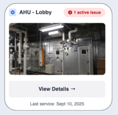 Air handling unit dashboard component