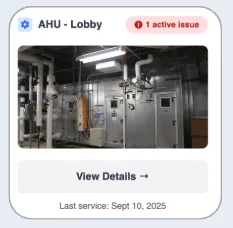 Air handling unit dashboard component