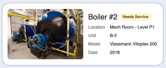 Boiler equipment tracking in Hudson dashboard