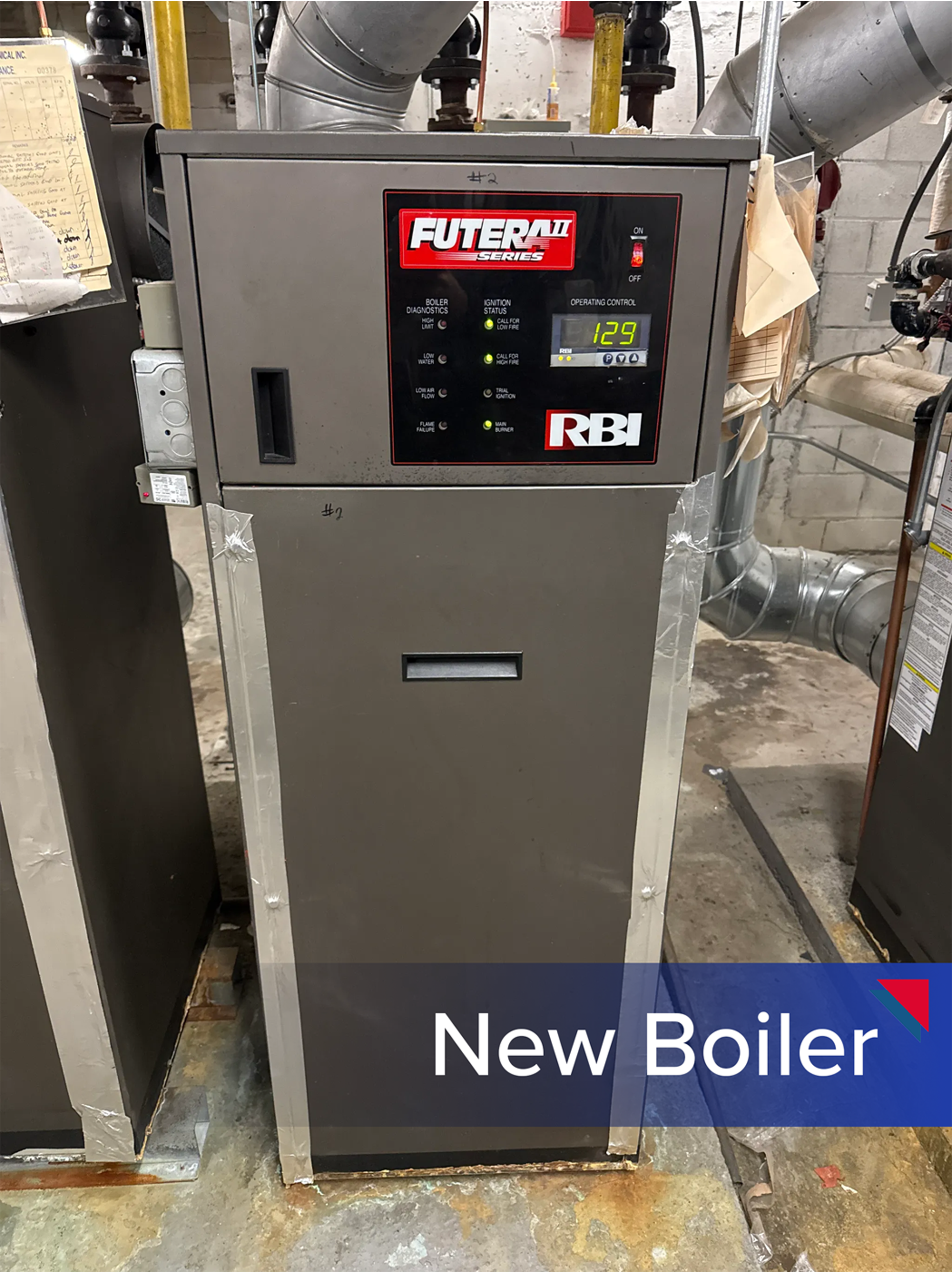 Old boiler requiring replacement