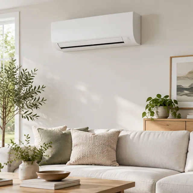 Illustration of a ductless heat pump system