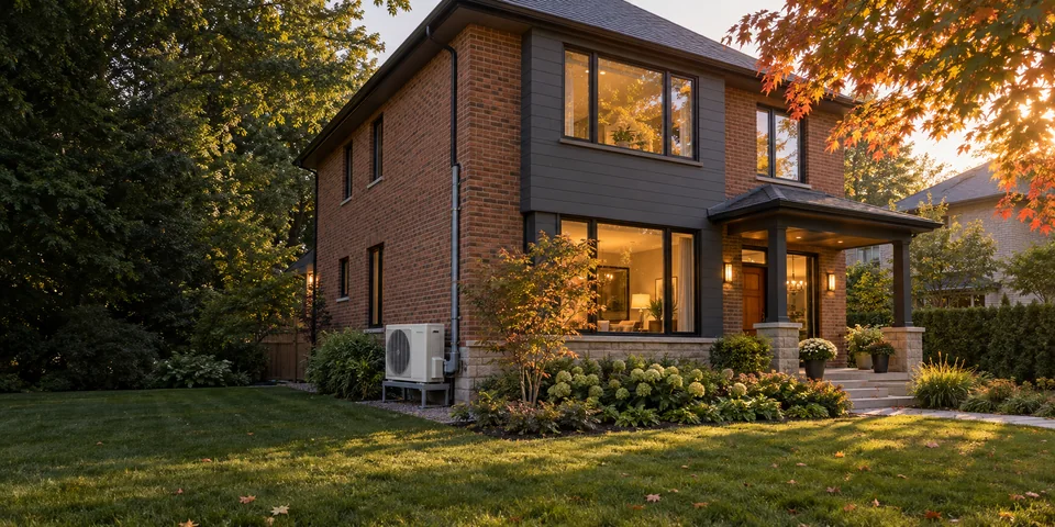 Illustration of a home with a cold-climate heat pump