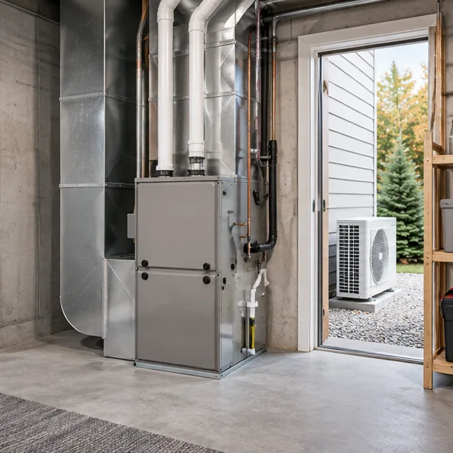 Illustration of a hybrid heat pump system