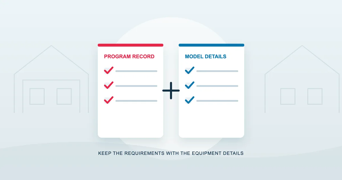 Editorial illustration of separate program records and equipment model details.